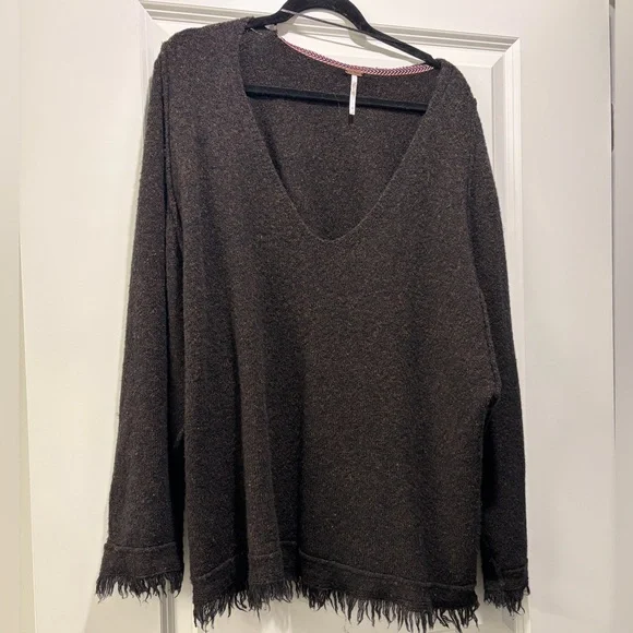 Free People Charcoal Textured Sweater - Picture 1 of 6